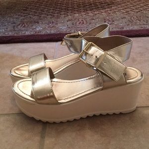 Gold platform sandals